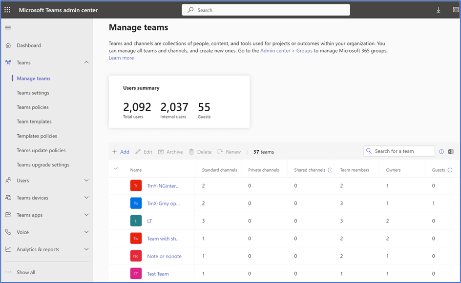 Microsoft Teams Admin Center