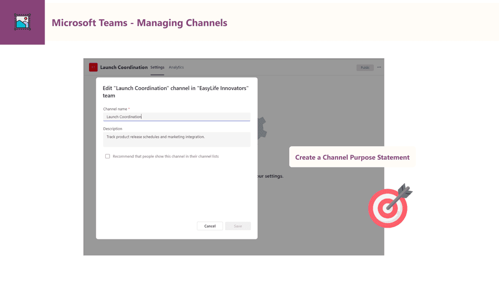 Microsoft Teams Adding a description to a channel