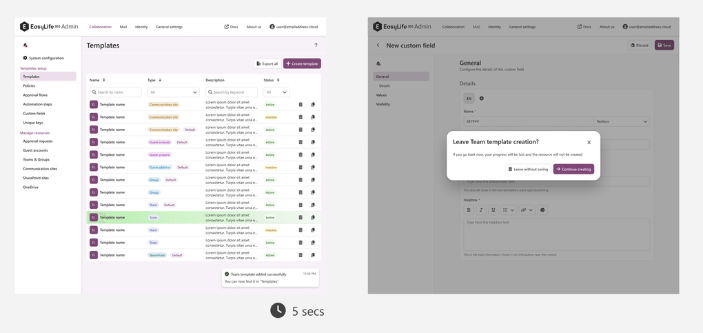 Confirmation dialog example